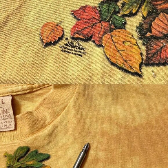 Y2K Vintage Autumn Fairy T-shirt The Mountain Tie Dye 2000 Fall Leaves Motif. - Picture 6 of 6